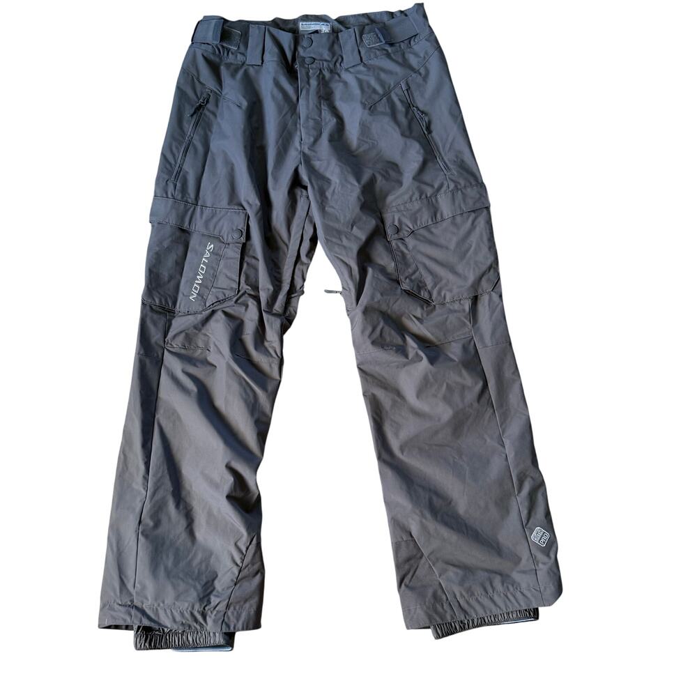 Salomon Clima Pro Men's Snow Ski Pants Gray Size Large Elastic Waist And‎ Leg
